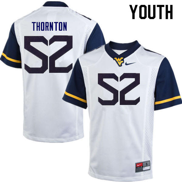 Youth #52 Jalen Thornton West Virginia Mountaineers College Football Jerseys Sale-White - Click Image to Close